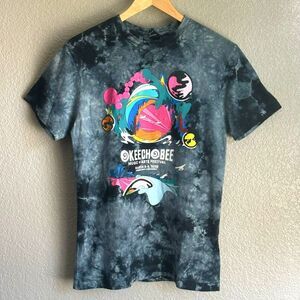 Okeechobee Graphic T-Shirt Gray Tie Dye Music Art Festival Size Small Florida